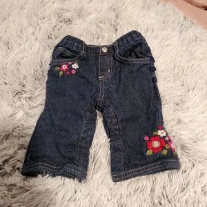 Baby Gap Ruffle Floral Embroidered Jeans 18 Mos